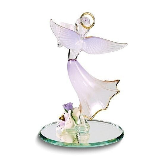 Glass Baron Lavender Angel with Bible Glass Figurine