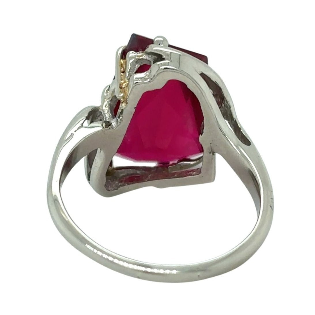 10k White Gold Ruby Solitaire Size 7.5 Ring 5.2g