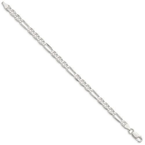 Sterling Silver 5.5mm Figaro Anchor Chain Bracelet 8in