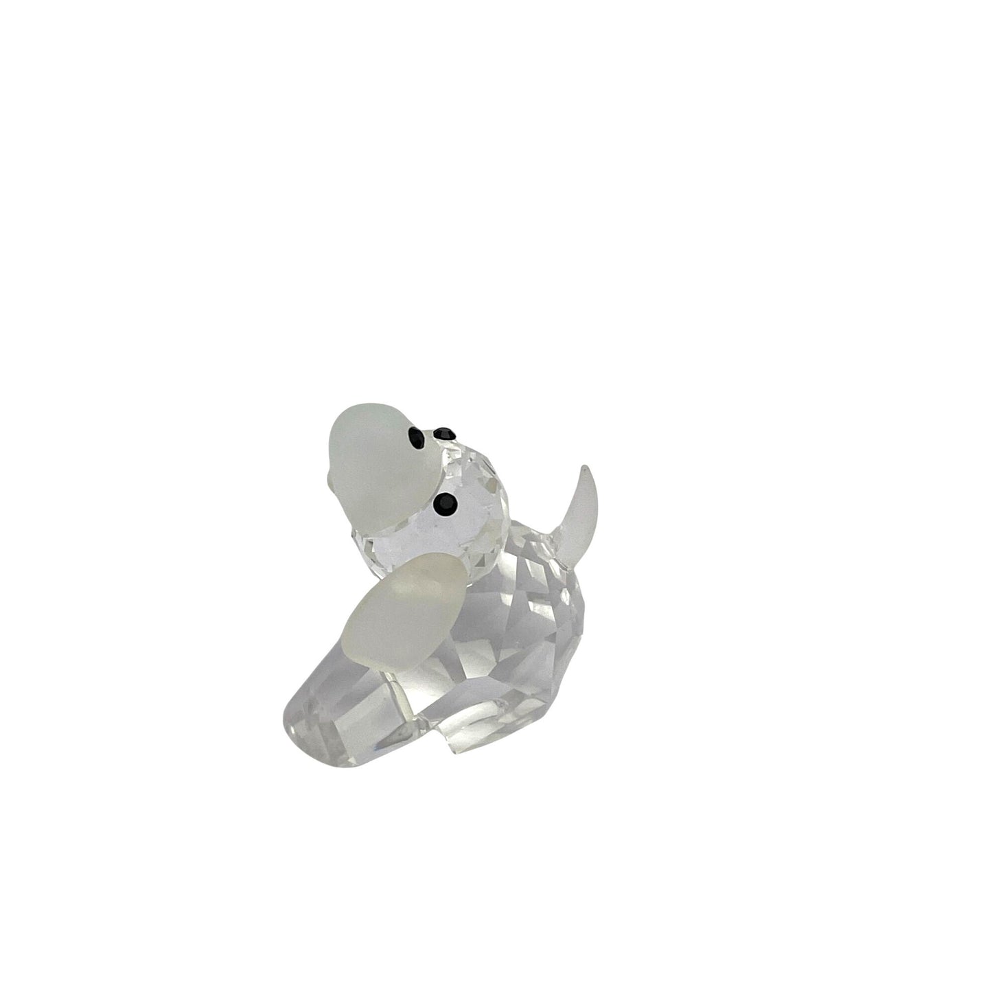Preciosa Crystal Glass Dog Figurine With Frosted Accents & Faceted Details