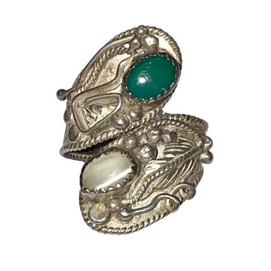 Vintage Southwestern Sterling Silver 925 Oval Gemstone Ring Size 7.5