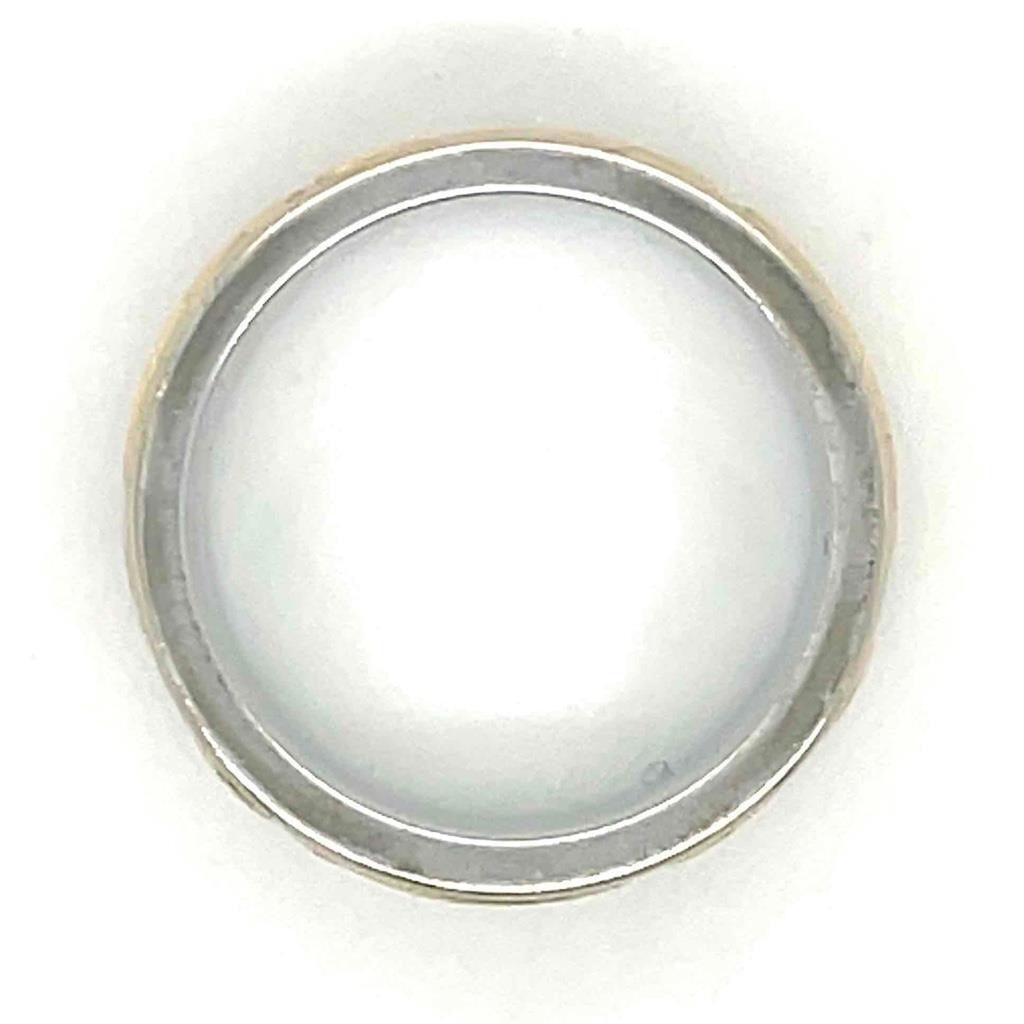14K Yellow & White Gold Sculptural Wedding Band 7mm 7.9g Size 4.75
