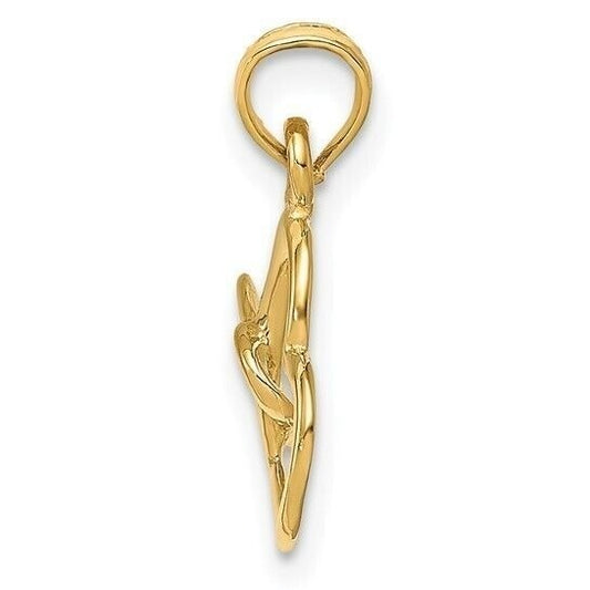 14K Yellow Gold Polished Intertwined Double Heart Pendant