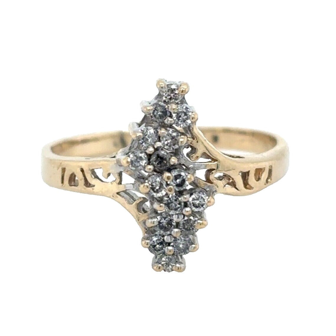 1/3 ctw Diamond Cluster Size 6.25 Ring 10k Yellow Gold 2.2g