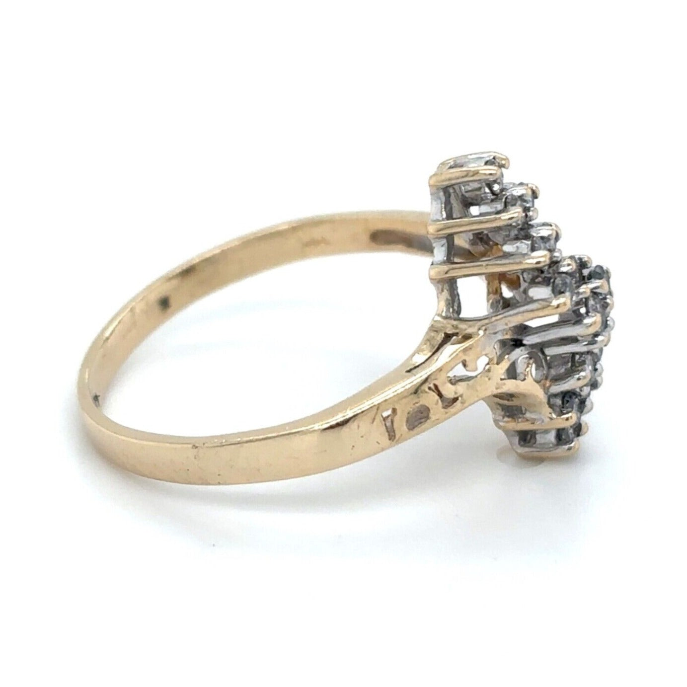 1/3 ctw Diamond Cluster Size 6.25 Ring 10k Yellow Gold 2.2g