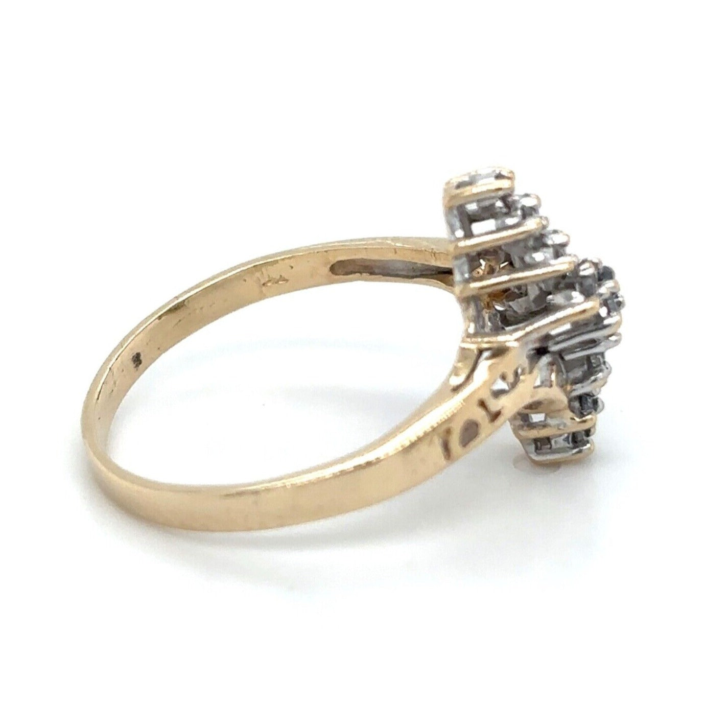 1/3 ctw Diamond Cluster Size 6.25 Ring 10k Yellow Gold 2.2g