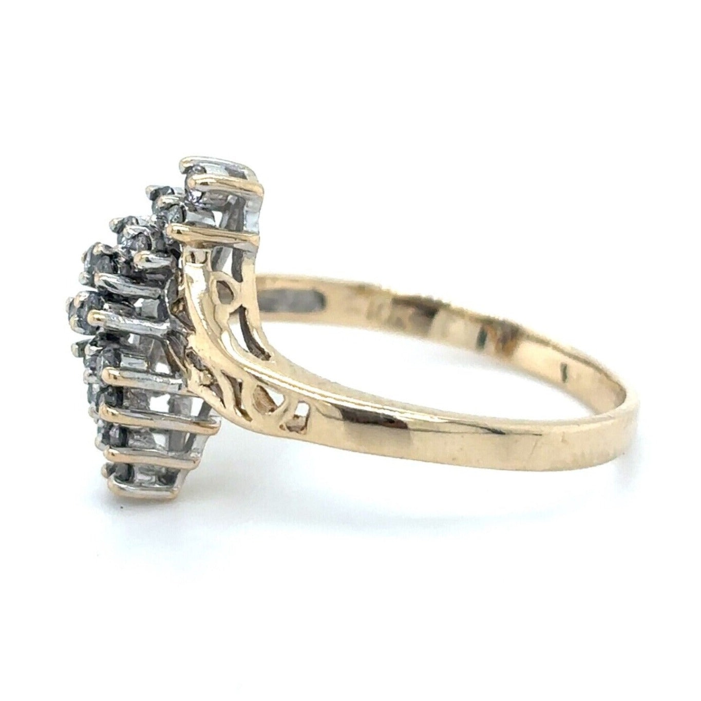 1/3 ctw Diamond Cluster Size 6.25 Ring 10k Yellow Gold 2.2g