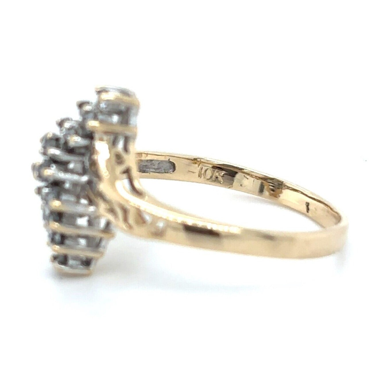 1/3 ctw Diamond Cluster Size 6.25 Ring 10k Yellow Gold 2.2g