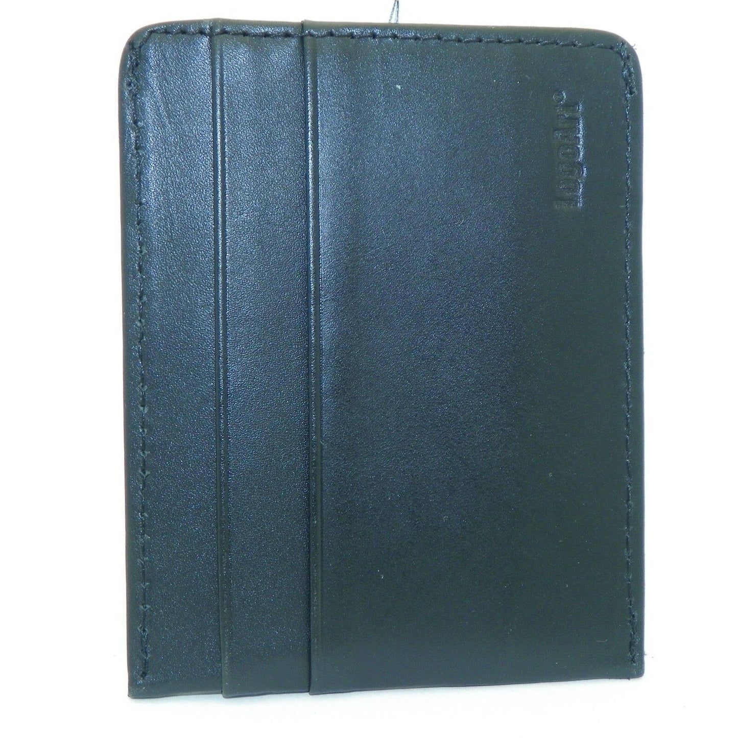 University Of Alabama Black Leather Money Clip & Card Holder With Sterling Silver Script "A" Emblem