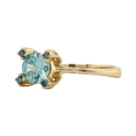 Topaz & Blue Diamond 14k Yellow Gold Ring 2.8g Size 7