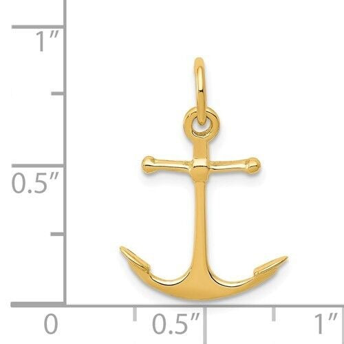 14K Yellow Gold 3D Anchor Charm