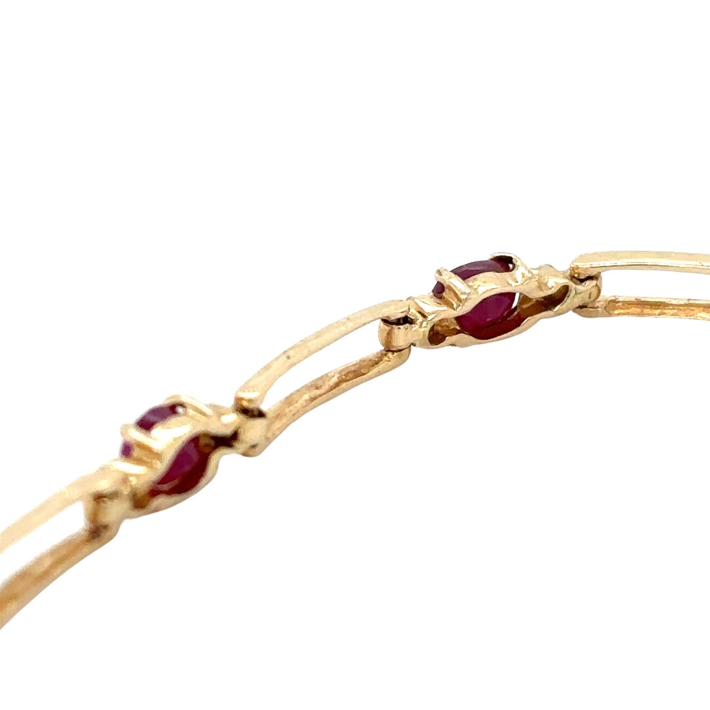 10k Yellow Gold 1.25ctw Ruby 7 inch Bracelet with Diamond Accents 3.9g