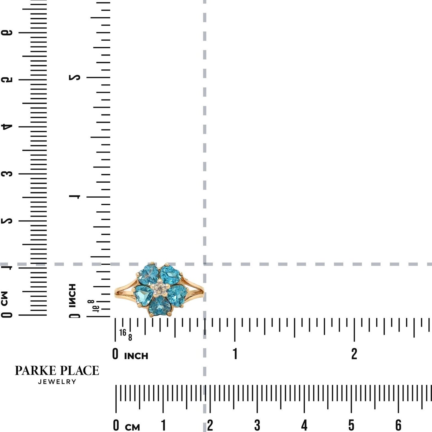 Blue Topaz & Diamond 10k Yellow Gold Floral Ring 2.1g Size 5.75