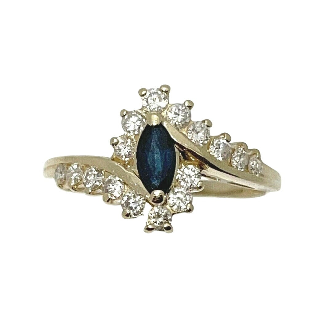 1/3 ctw Sapphire Solitaire Diamond Ring REAL SOLID 14 k Gold 2.5 g Size 7.5