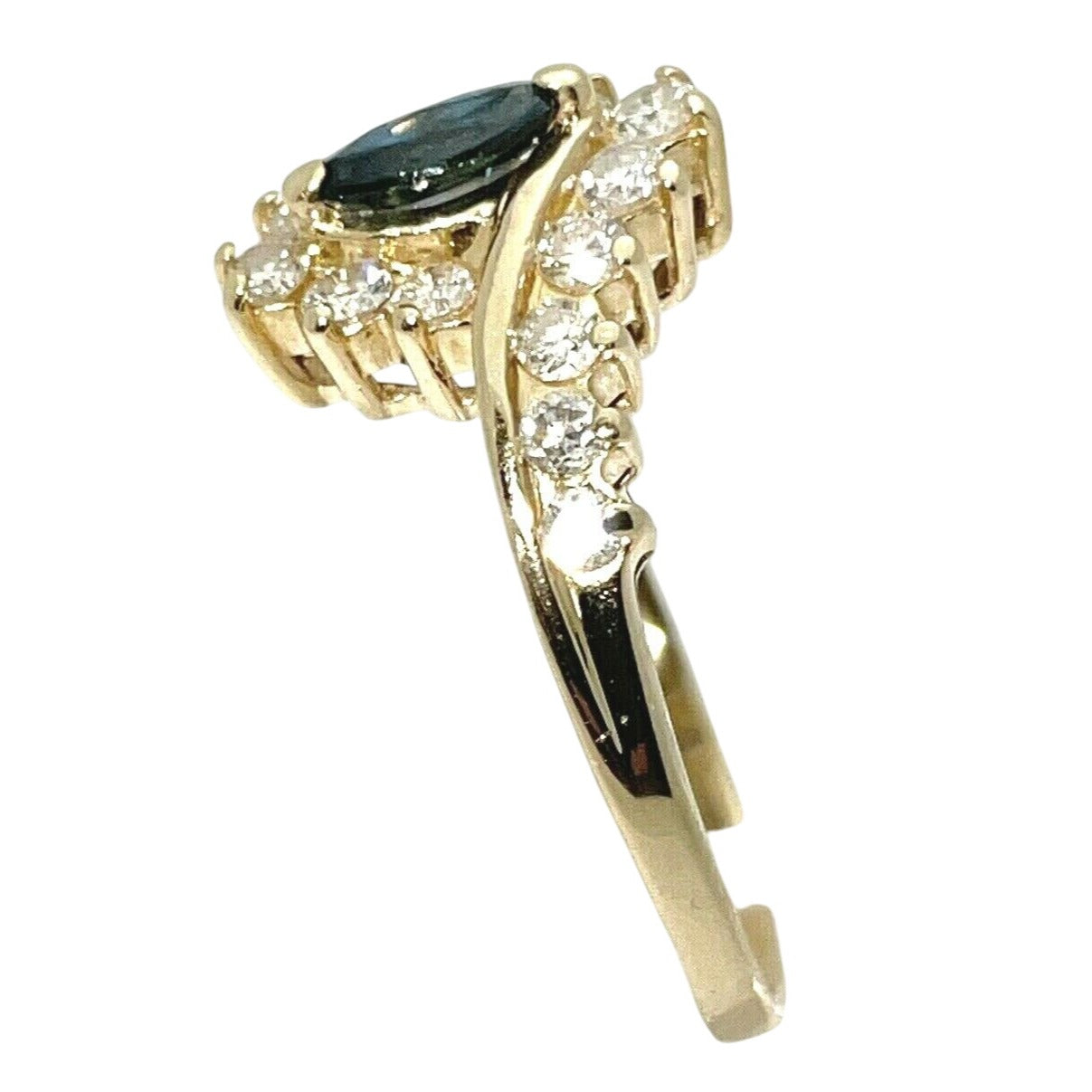 1/3 ctw Sapphire Solitaire Diamond Ring REAL SOLID 14 k Gold 2.5 g Size 7.5