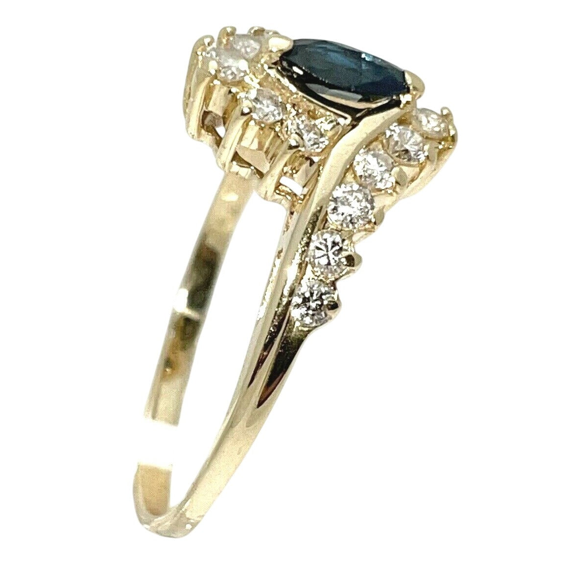 1/3 ctw Sapphire Solitaire Diamond Ring REAL SOLID 14 k Gold 2.5 g Size 7.5