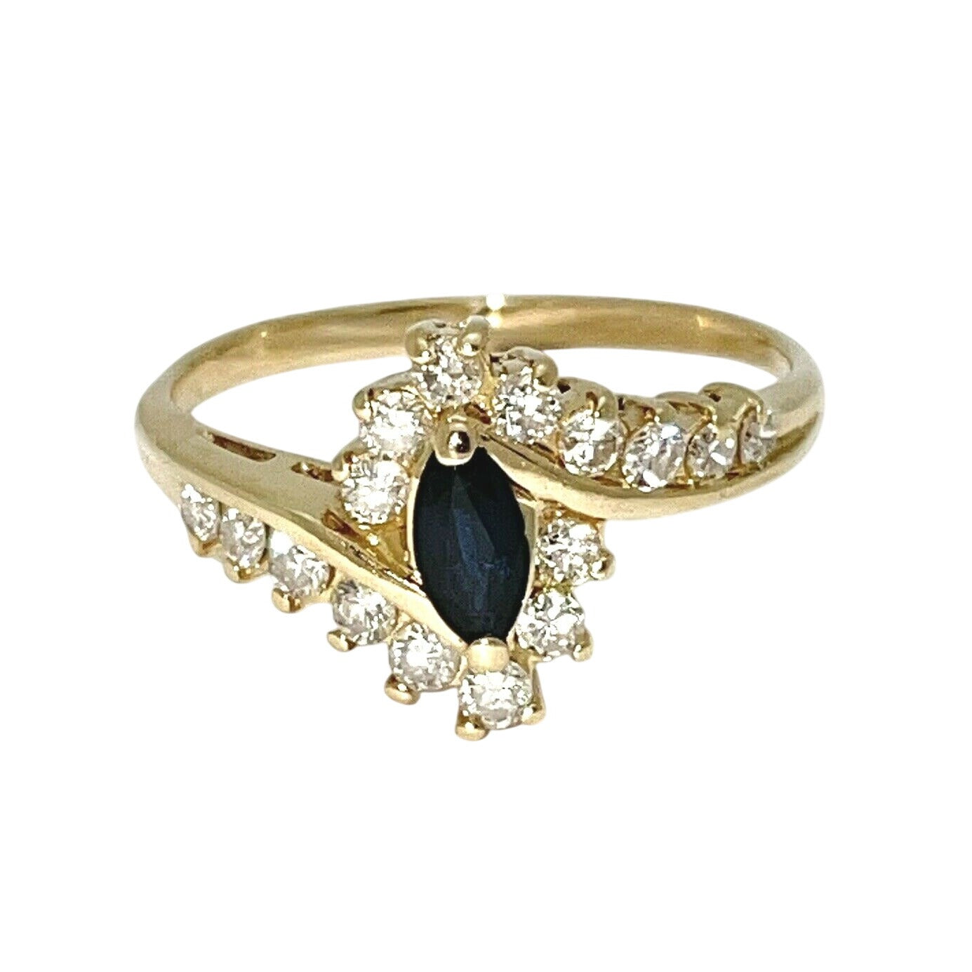 1/3 ctw Sapphire Solitaire Diamond Ring REAL SOLID 14 k Gold 2.5 g Size 7.5