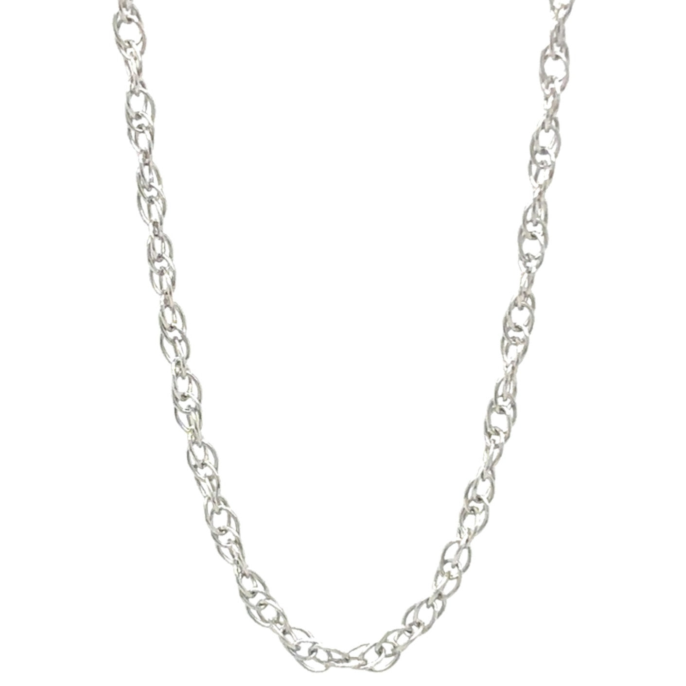 14k White Gold 1.1mm Loose Rope 20in Chain Necklace 1.1g