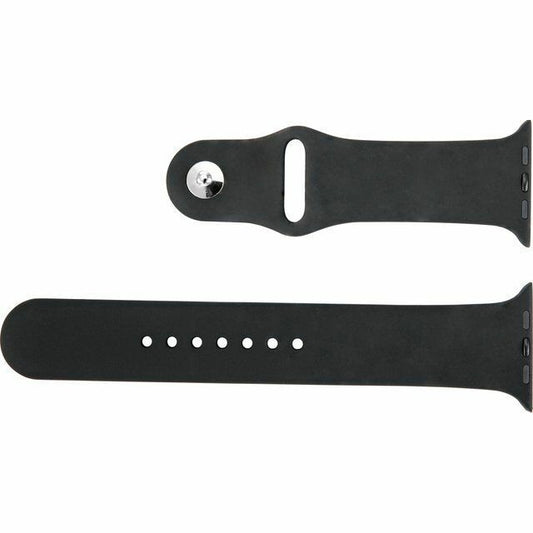 Black Silicone Rubber Smart Watch Band 42/44 Mm Unisex Durable Comfortable Strap Replacement