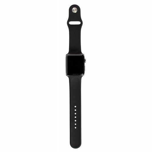 Black Silicone Rubber Smart Watch Band 42/44 Mm Unisex Durable Comfortable Strap Replacement