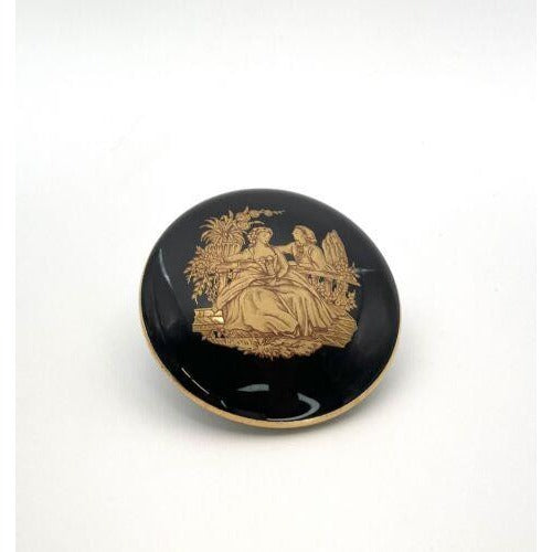 RARE ANTIQUE FRENCH CHINA LIMOGES CASTLE BLUE 22 KT GOLD PLATE DISH with cover