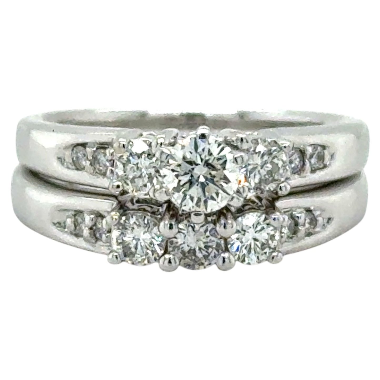 3/4ctw Diamond 14k White Gold Bridal Wedding Ring Set 8.1g Size 7 (SI1-2,G-H)