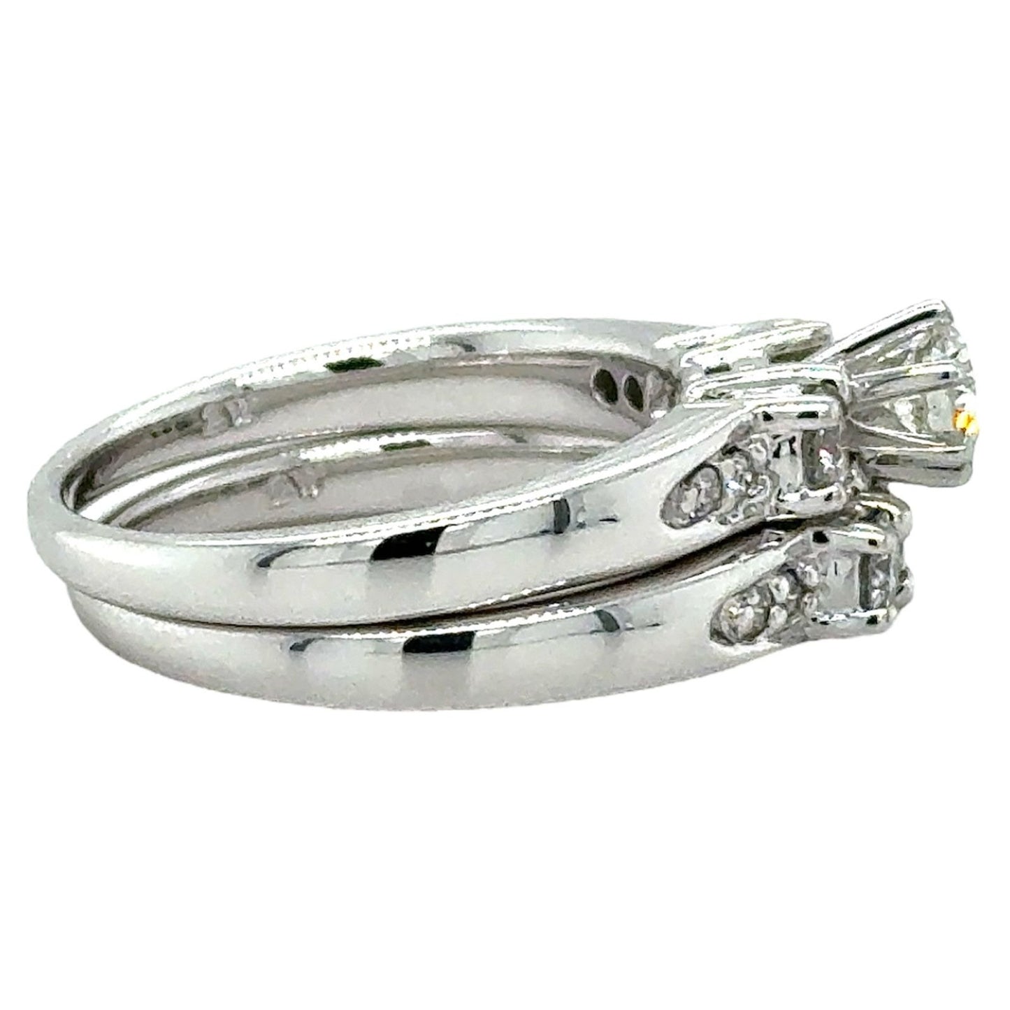 3/4ctw Diamond 14k White Gold Bridal Wedding Ring Set 8.1g Size 7 (SI1-2,G-H)