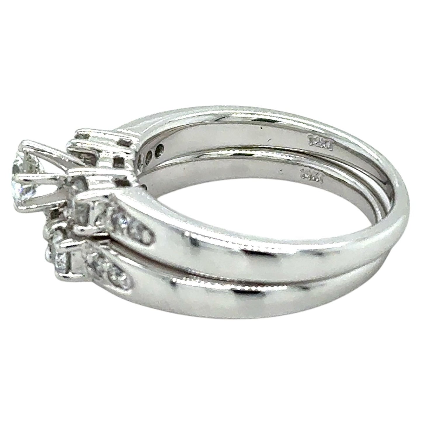 3/4ctw Diamond 14k White Gold Bridal Wedding Ring Set 8.1g Size 7 (SI1-2,G-H)