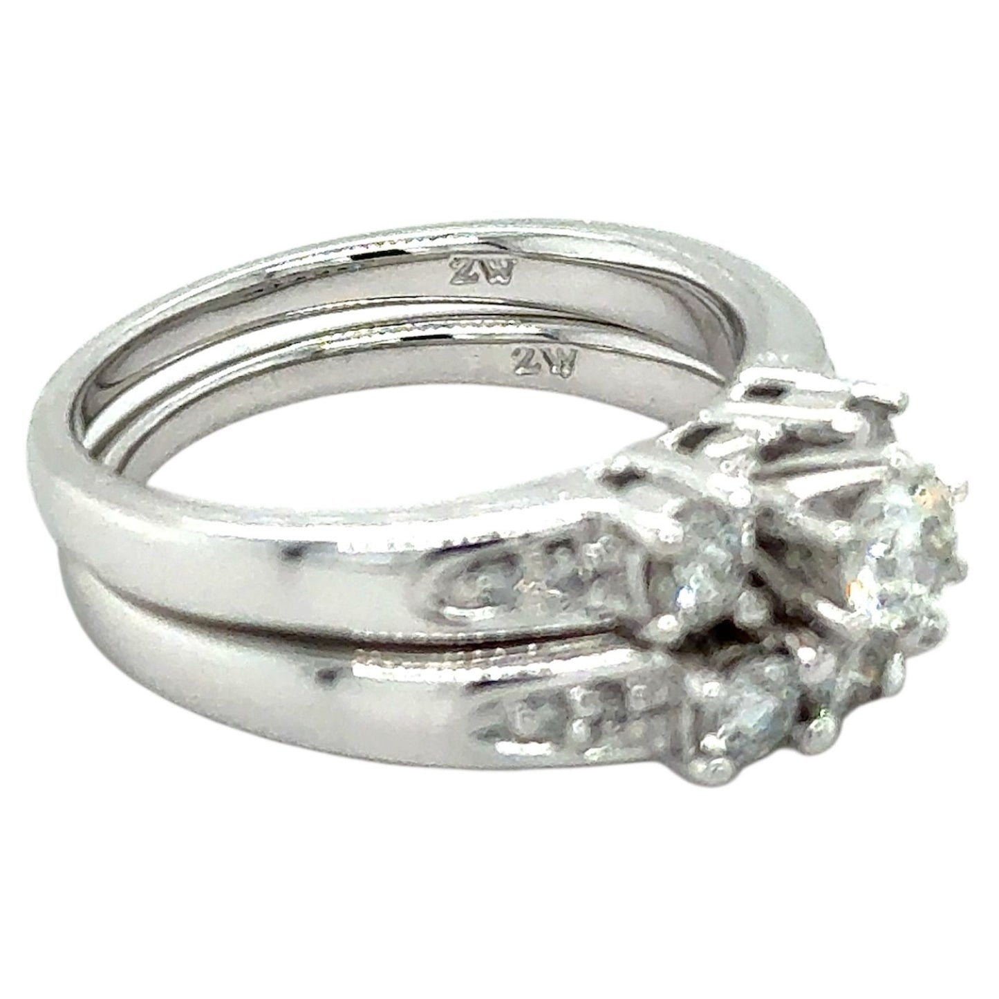 3/4ctw Diamond 14k White Gold Bridal Wedding Ring Set 8.1g Size 7 (SI1-2,G-H)
