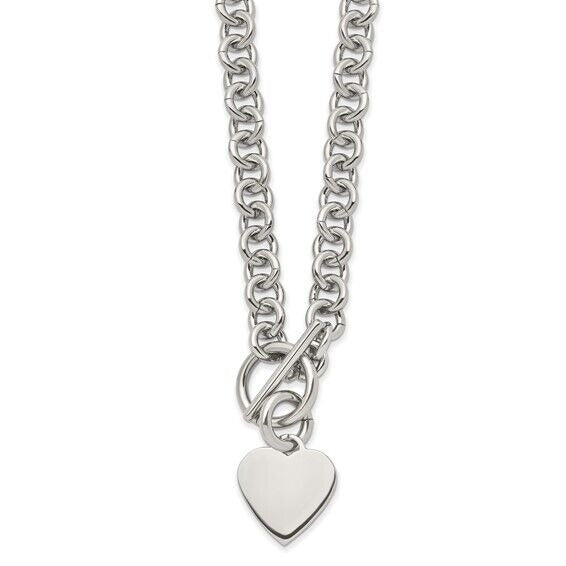 Chisel Stainless Steel Polished Heart Toggle Open Link 18 inch Chain Necklace