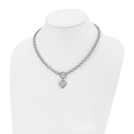Chisel Stainless Steel Polished Heart Toggle Open Link 18 inch Chain Necklace