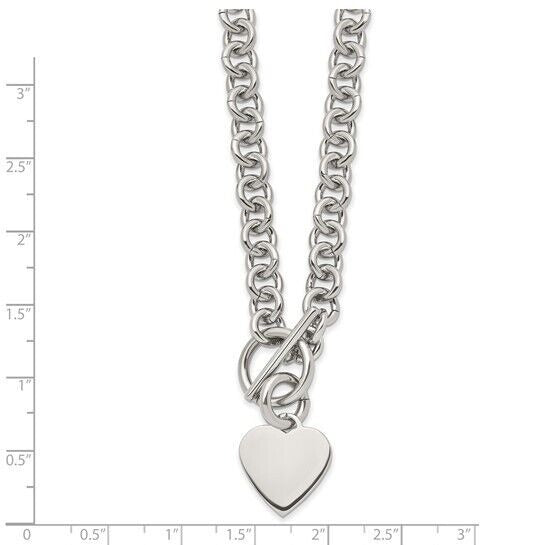 Chisel Stainless Steel Polished Heart Toggle Open Link 18 inch Chain Necklace