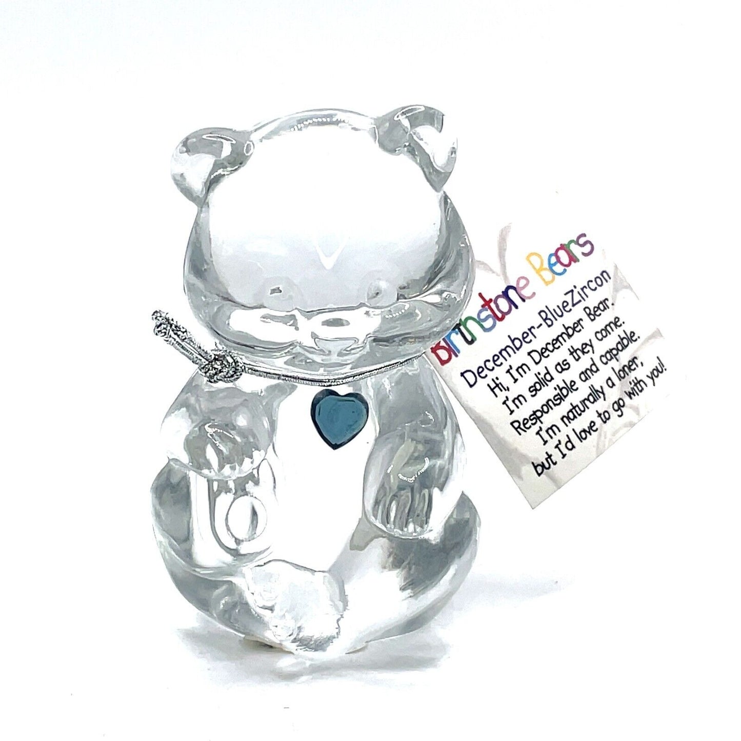 3 1/4" Fenton Birthstone Glass Bears December- Blue Zircon - 5151 X2