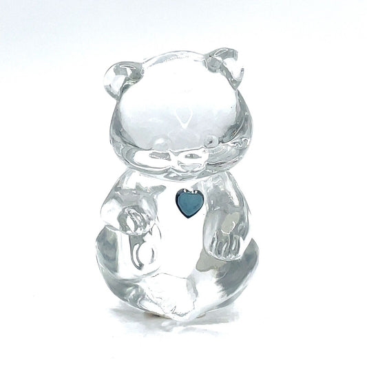 3 1/4" Fenton Birthstone Glass Bears December- Blue Zircon - 5151 X2