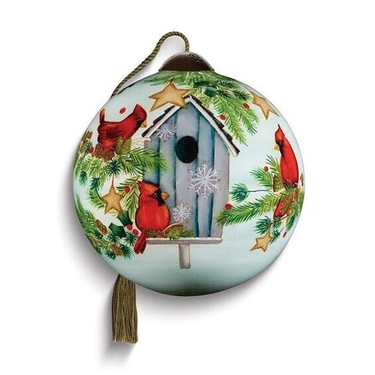 NeQwa Art Welcome Home Hand-Painted Glass Ornament 2.5" Diameter Includes Certificate