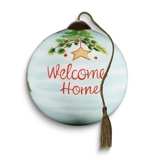 NeQwa Art Welcome Home Hand-Painted Glass Ornament 2.5" Diameter Includes Certificate