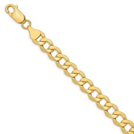 Leslie's 10k Yellow Gold 7mm Semi-Solid Curb Chain 8in Bracelet