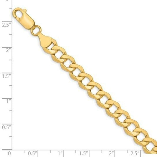 Leslie's 10k Yellow Gold 7mm Semi-Solid Curb Chain 8in Bracelet