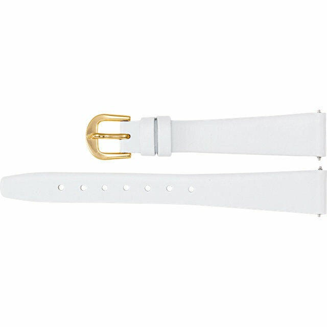 Ladies 12mm Regular White Leather Flat Calf Watch Strap Band