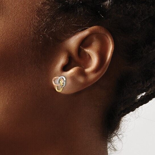 Leslies 10K Tri-Color Gold Polished Knot Post Earrings