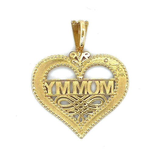 14k Yellow Gold Heart Mommy Love You Pendant 1.3g