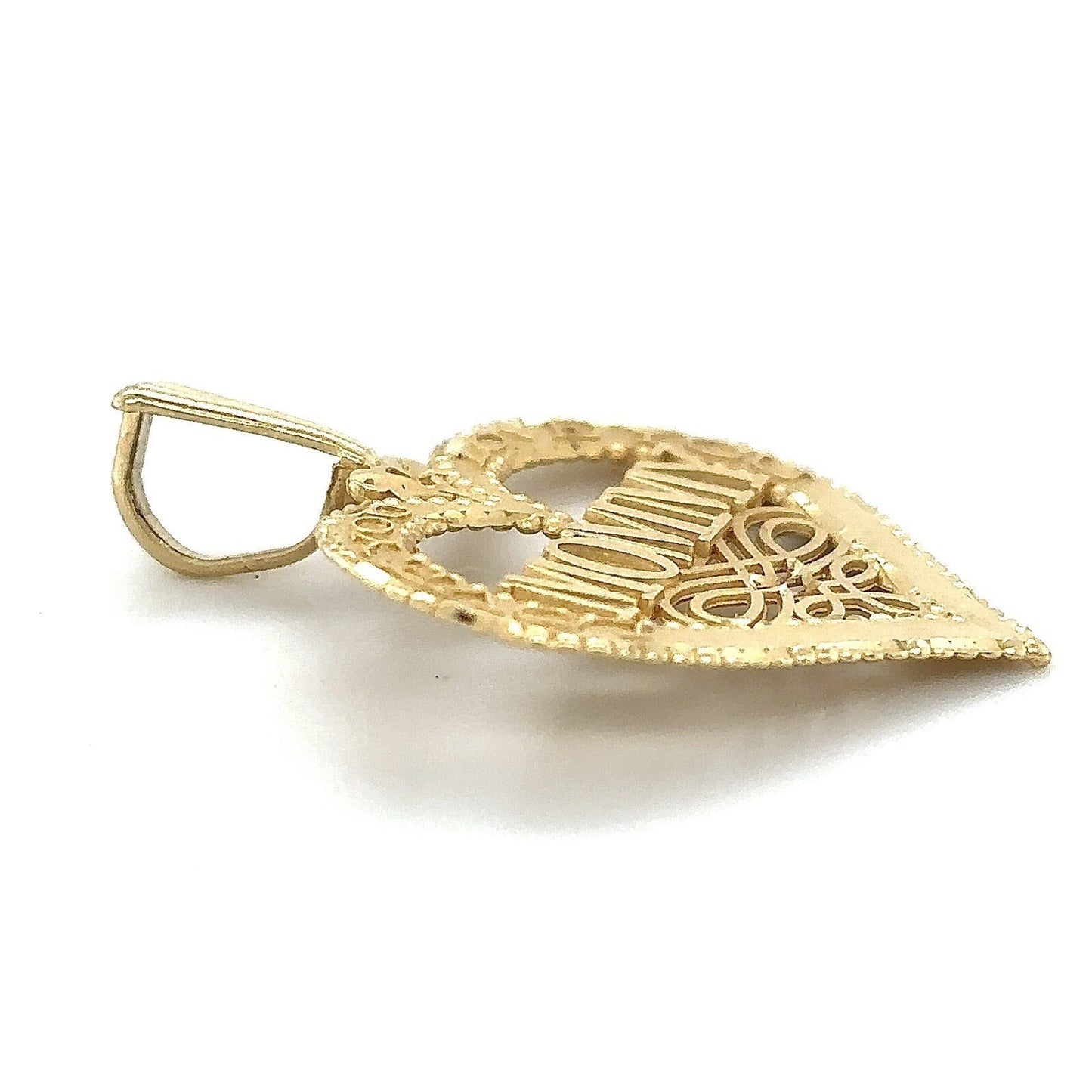 14k Yellow Gold Heart Mommy Love You Pendant 1.3g