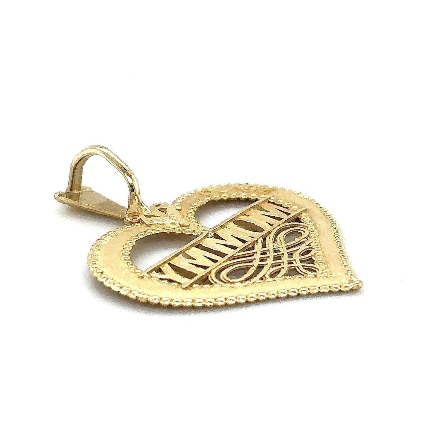 14k Yellow Gold Heart Mommy Love You Pendant 1.3g