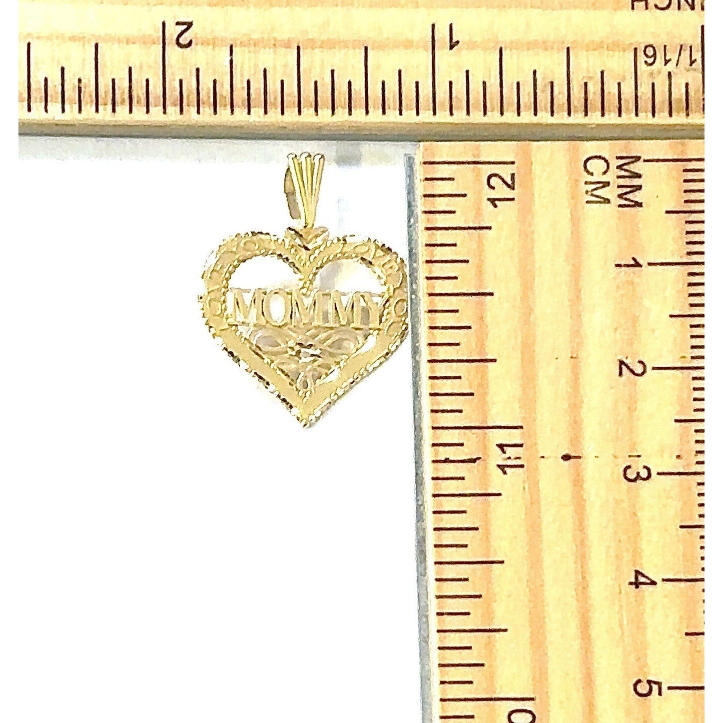 14k Yellow Gold Heart Mommy Love You Pendant 1.3g