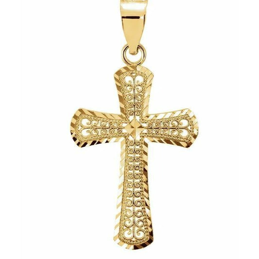 REAL 14 K Yellow Gold 21 mm x 14.5 mm Cross Pendant