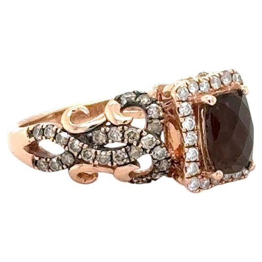 Le Vian Chocolate Quartz and 5/8ctw Diamond 14k Rose Gold Ring 4.5g Size 6.25