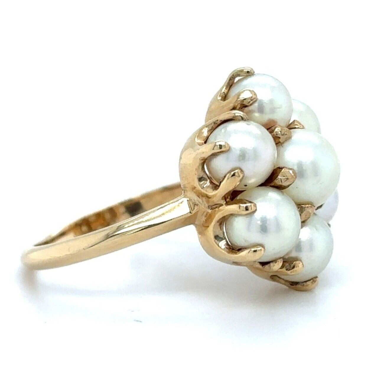 14k Yellow Gold Pearl Cluster Size 7.25 Ring 5.7g