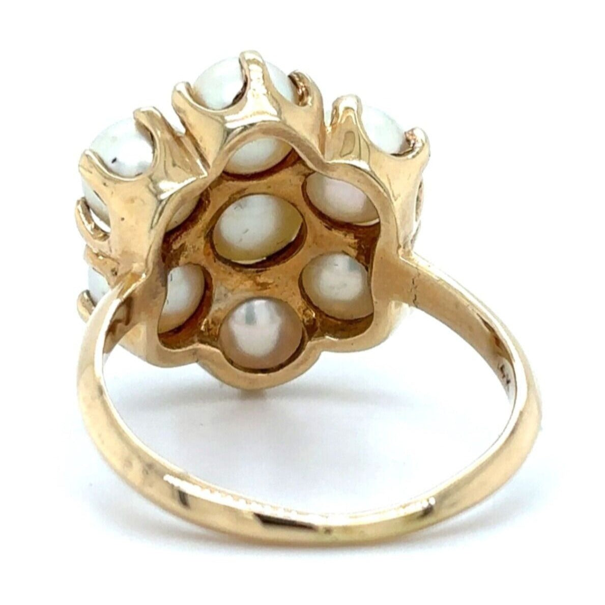 14k Yellow Gold Pearl Cluster Size 7.25 Ring 5.7g