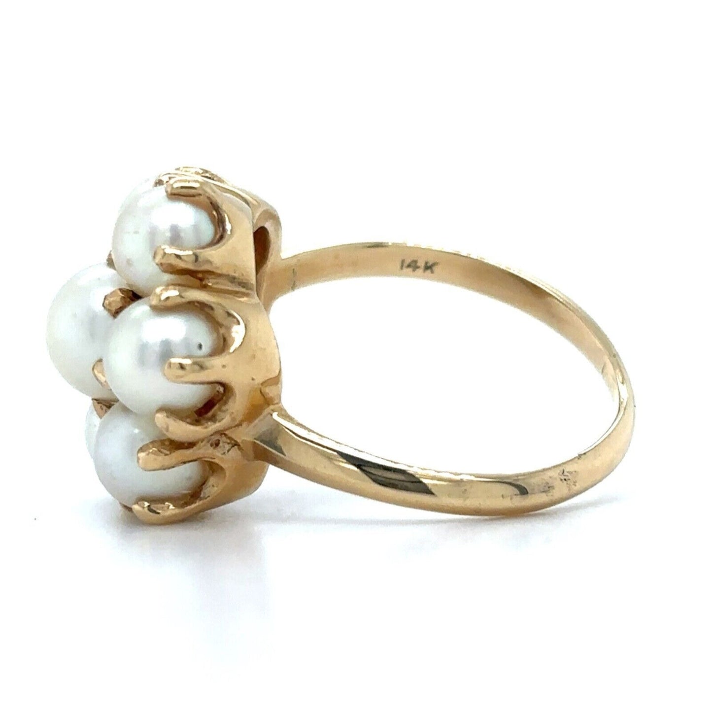 14k Yellow Gold Pearl Cluster Size 7.25 Ring 5.7g