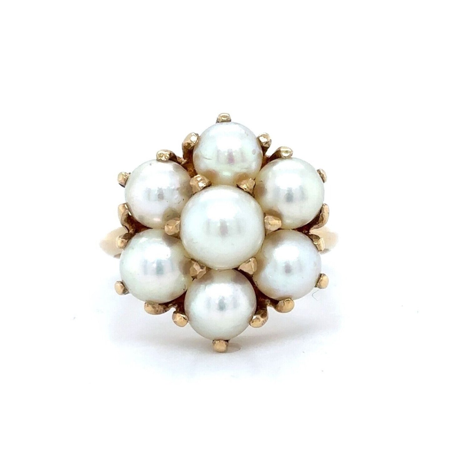 14k Yellow Gold Pearl Cluster Size 7.25 Ring 5.7g
